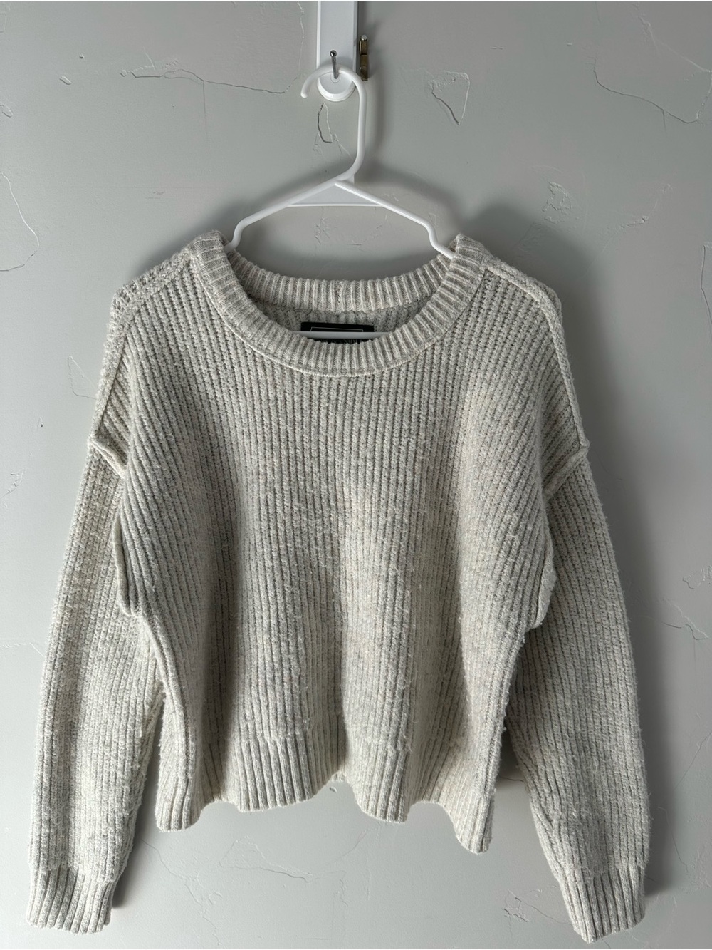 Cozy Ribbed Crewneck Sweater — White